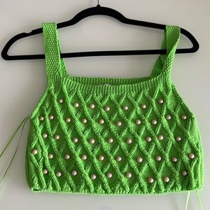 Zara knit crop top with Pearl detail